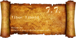 Tibor Tibold névjegykártya